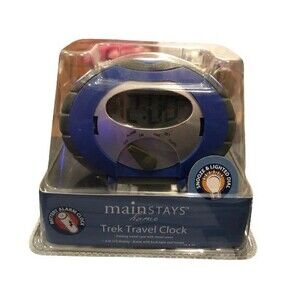 Trek Travel Alarm Clock Mainstays Home Blue Battery operated digital